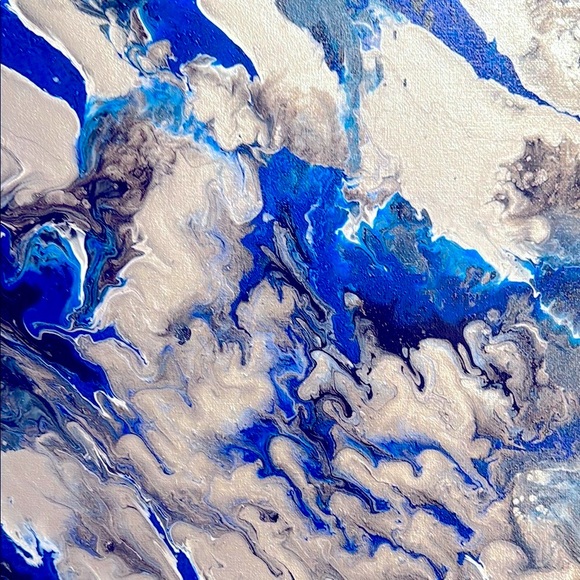 Abstract Blue and Gray Canvas Art - Picture 2 of 3